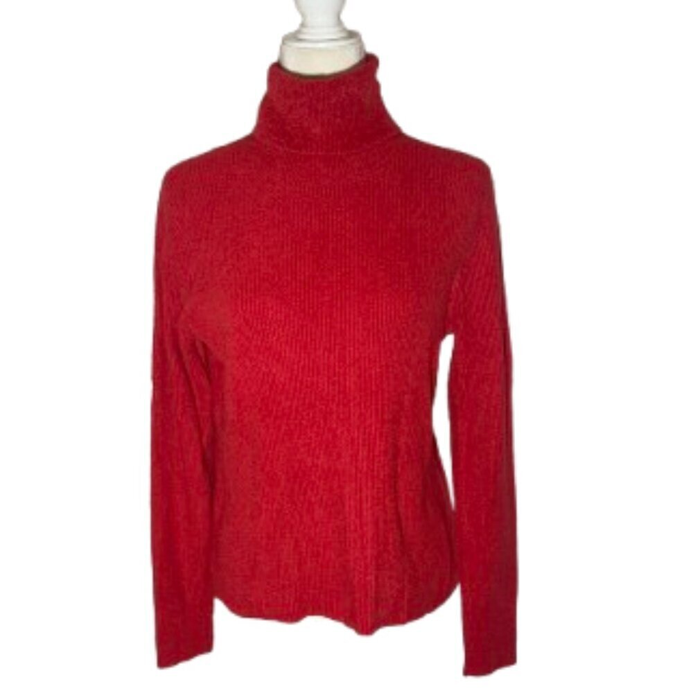 Women's Andrea Viccaro Red Long Sleeve Turtleneck Sweater - Size Medium